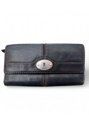 Fossil Maddox Vintage Trifold Wallet in Black Soft Leather